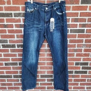 New Jeanetix Men's Straight Leg Dark Wash Denim Jeans Size 40